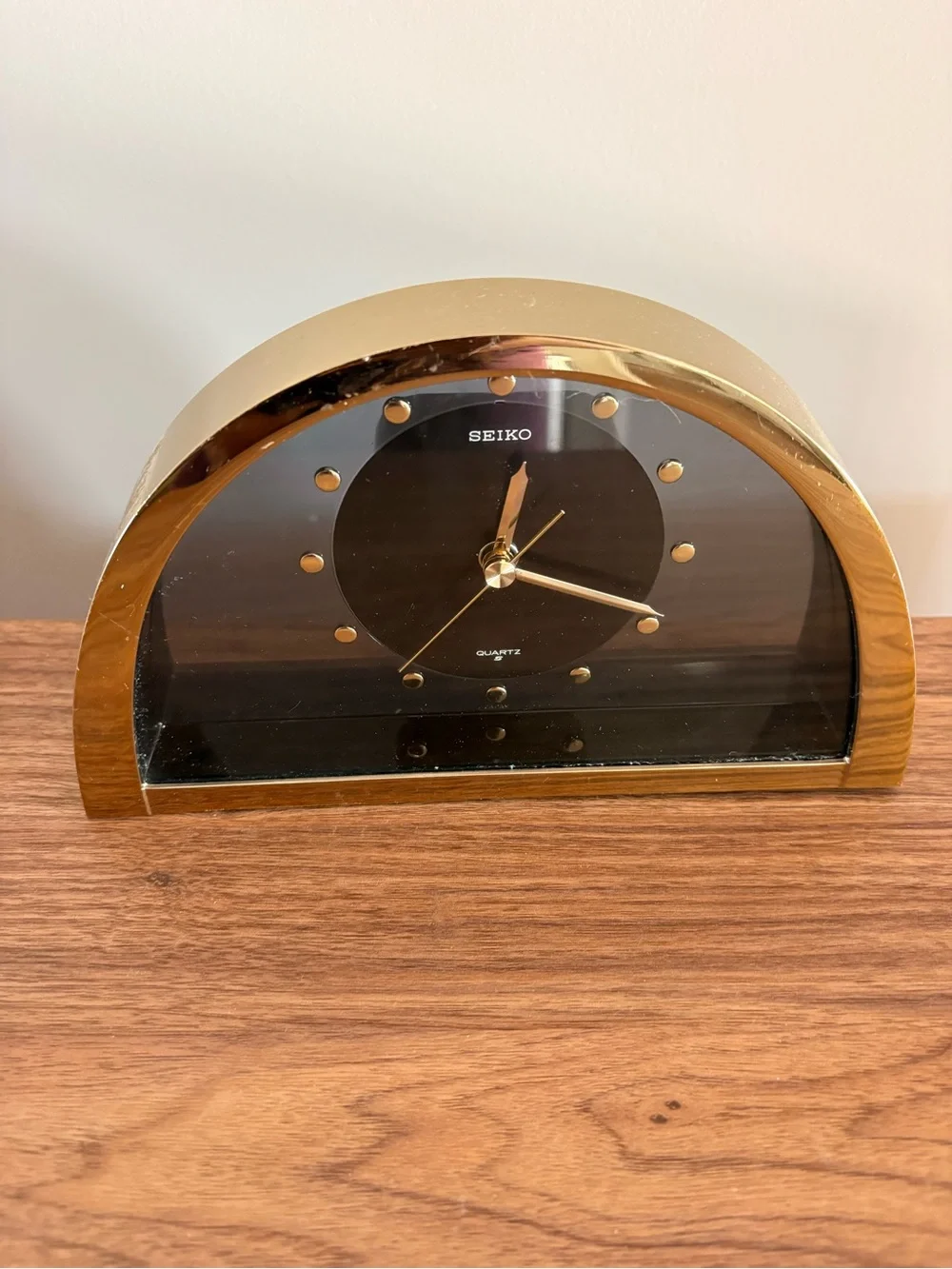 Seiko Gold and Black Arch Mantel Clock